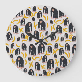 Monkey Chimpansee & Banana Pattern Grote Klok