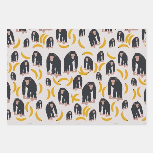 Monkey Chimpansee & Banana Pattern Inpakpapier Vel (Voorkant 2)