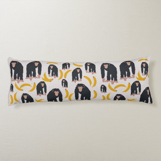Monkey Chimpansee & Banana Pattern Lichaamskussen (Achterkant)