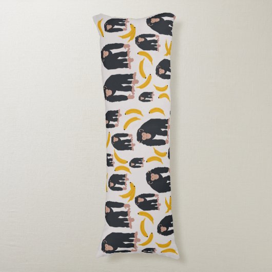 Monkey Chimpansee & Banana Pattern Lichaamskussen (Voorkant Verticaal)