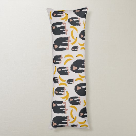 Monkey Chimpansee & Banana Pattern Lichaamskussen (Achterkant (Verticaal))
