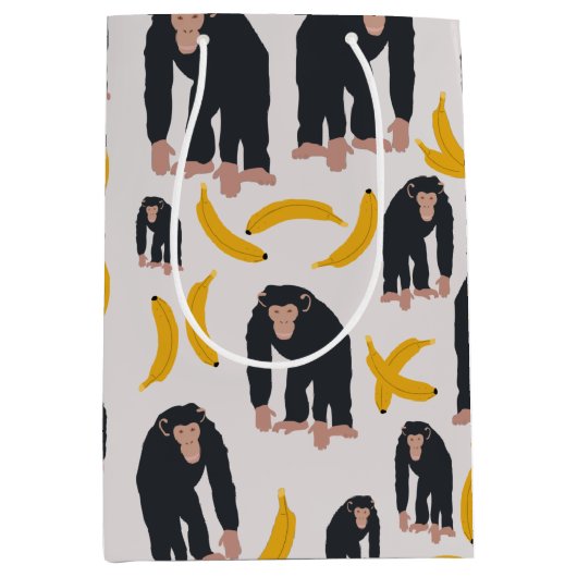 Monkey Chimpansee & Banana Pattern Medium Cadeauzakje (Voorkant)