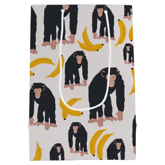 Monkey Chimpansee & Banana Pattern Medium Cadeauzakje (Achterkant)