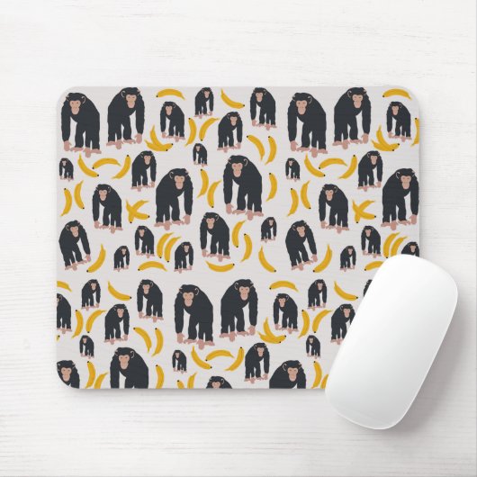 Monkey Chimpansee & Banana Pattern Muismat (Met muis)