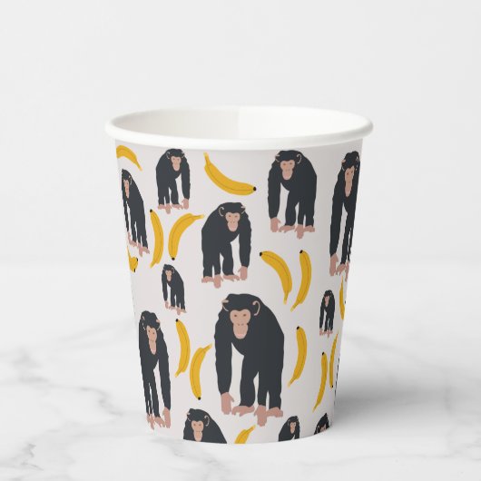 Monkey Chimpansee & Banana Pattern Papieren Bekers (Links)