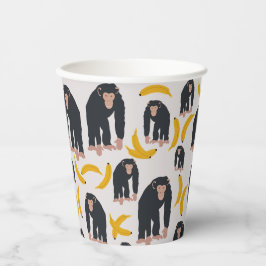 Monkey Chimpansee & Banana Pattern Papieren Bekers