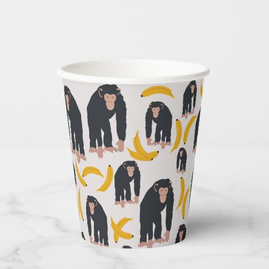 Monkey Chimpansee & Banana Pattern Papieren Bekers (Voorkant)