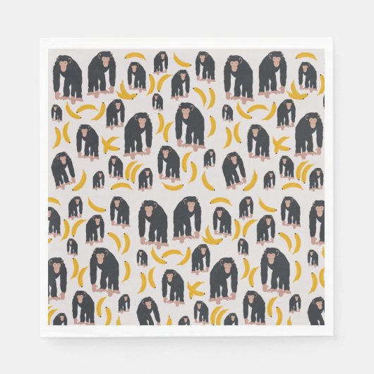 Monkey Chimpansee & Banana Pattern Servet (Voorkant)