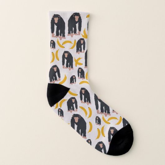 Monkey Chimpansee & Banana Pattern Sokken (Links binnenkant)