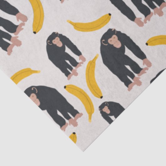 Monkey Chimpansee & Banana Pattern Tissuepapier (Detail)