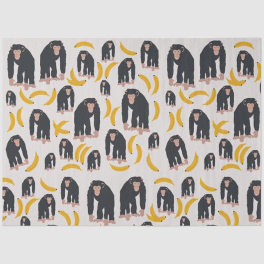 Monkey Chimpansee & Banana Pattern Tissuepapier (Voorkant)