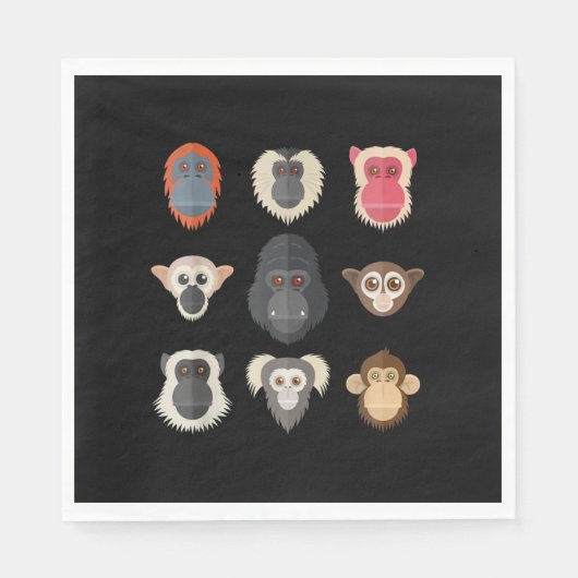 Monkey Chimpansee Gorilla Spider Monkey Squirrel M Servet (Voorkant)