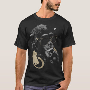 Monkey Chimpansee met zonnebril en hoofdtelefoon T-shirt