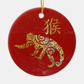 Monkey Chinese Zodiac Horoscoop sterrenbeeld Keramisch Ornament (Voorkant)