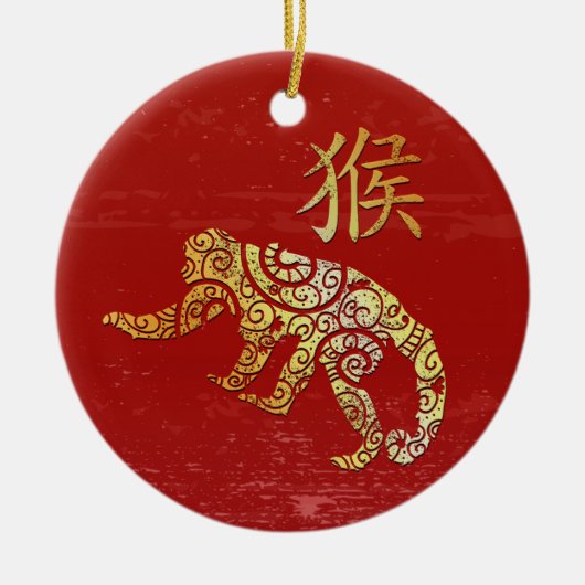Monkey Chinese Zodiac Horoscoop sterrenbeeld Keramisch Ornament (Voorkant)