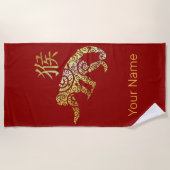 Monkey Chinese Zodiac Horoscoop sterrenbeeld Strandlaken (Voorkant)