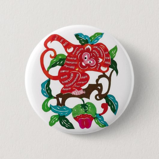 Monkey-Chinese Zodiac Sign Ronde Button 5,7 Cm (Voorkant)