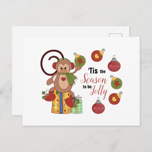 Monkey Christmas Briefkaart (Voorkant / Achterkant)