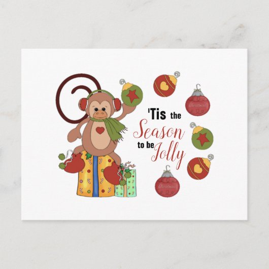 Monkey Christmas Briefkaart (Voorkant)