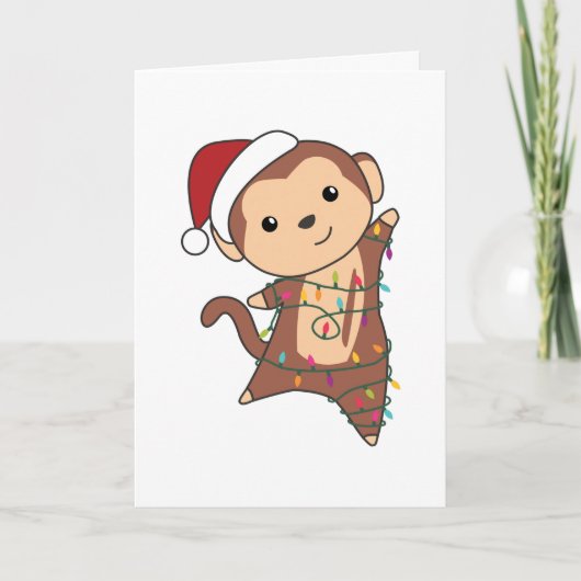 Monkey Christmas Snow Winter Animals Monkeys Adult Feestdagen Kaart (Voorkant)