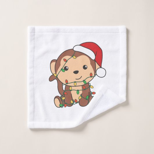 Monkey Christmas Winter Animals Monkeys Washandje (Wasdoekje)