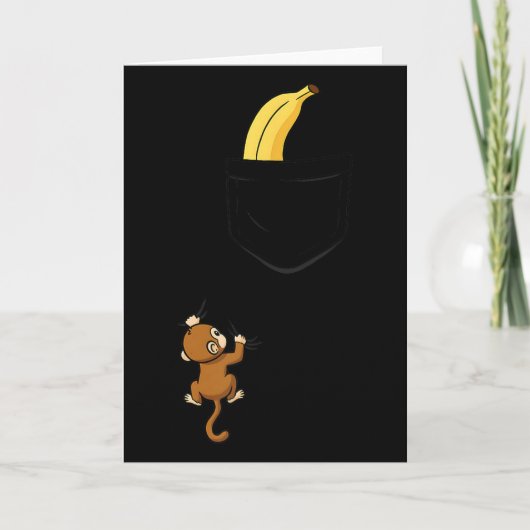 Monkey Climbs For Banana Funny Animal Cket Design  Kaart (Voorkant)