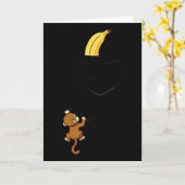 Monkey Climbs For Banana Funny Animal Cket Design  Kaart (Gele Bloem)