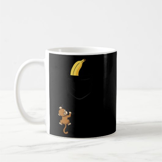Monkey Climbs For Banana Funny Animal Cket Design Koffiemok (Links)