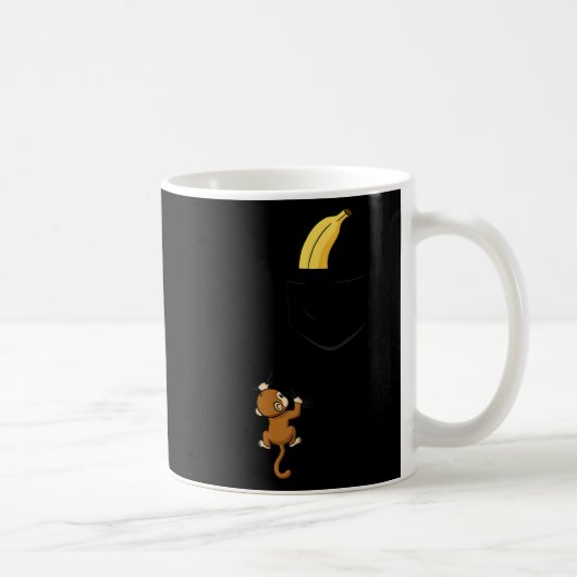 Monkey Climbs For Banana Funny Animal Cket Design Koffiemok (Rechts)
