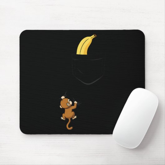 Monkey Climbs For Banana Funny Animal Cket Design  Muismat (Met muis)