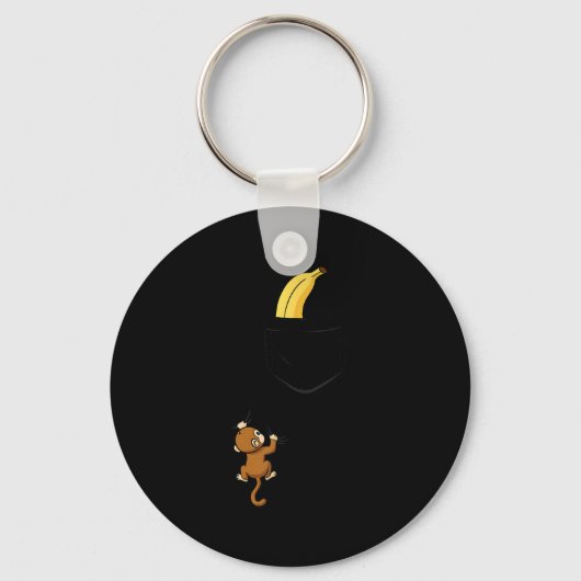 Monkey Climbs For Banana Funny Animal Cket Design  Sleutelhanger (Voorkant)