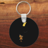Monkey Climbs For Banana Funny Animal Cket Design  Sleutelhanger (Voorkant)