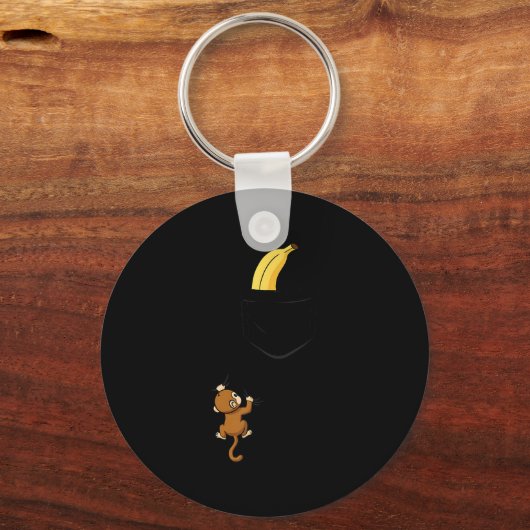 Monkey Climbs For Banana Funny Animal Cket Design Sleutelhanger (Voorkant)