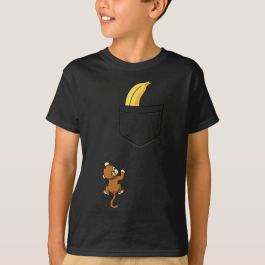 Monkey Climbs For Banana Funny Animal Cket Design  T-shirt (Voorkant)