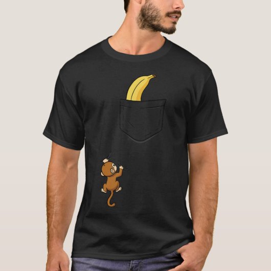 Monkey Climbs For Banana Funny Animal Cket Design  T-shirt (Voorkant)