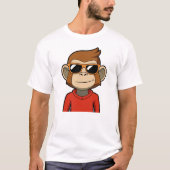 Monkey Cool with Sunglasses, Trendy Cartoon Monkey T-shirt (Voorkant)