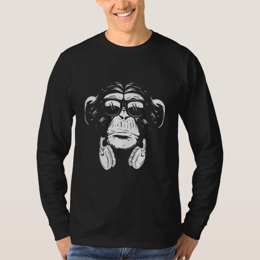 Monkey Cooler Monkey Dj Headphones  Idea Party Mus T-shirt (Voorkant)