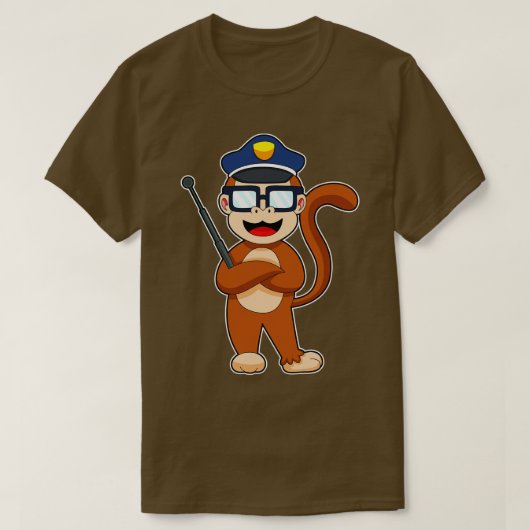 Monkey Cop Baton Politie T-shirt (Design voorkant)