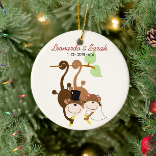 Monkey Couple Circle Custom Ornament