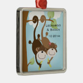 Monkey Couple in Tree Custom Ornaming Metalen Ornament (Rechts)