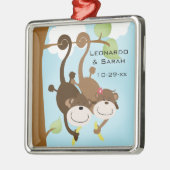 Monkey Couple in Tree Custom Ornaming Metalen Ornament (Links)