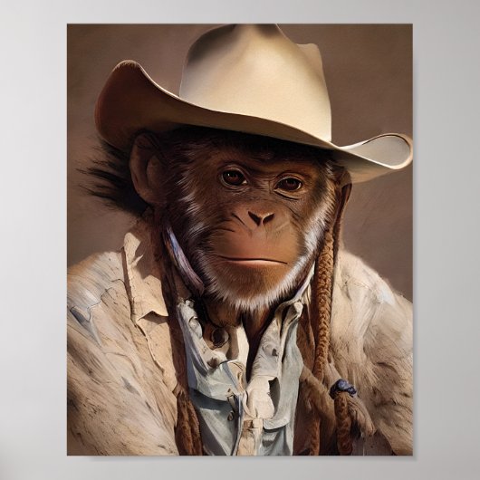 Monkey Cowboy Portrait Poster (Voorkant)