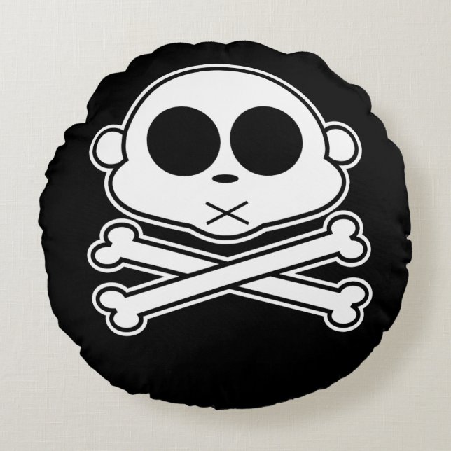 Monkey Cross Bone Rond Kussen (Voorkant)