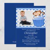 Monkey Cupcake Foto Birthday Uitnodiging (Voorkant / Achterkant)