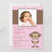 Monkey Cupcake Foto Birthday Uitnodiging (Voorkant)