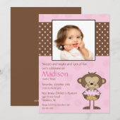 Monkey Cupcake Foto Birthday Uitnodiging (Voorkant / Achterkant)