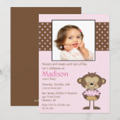 Monkey Cupcake Foto Birthday Uitnodiging (Voorkant / Achterkant)