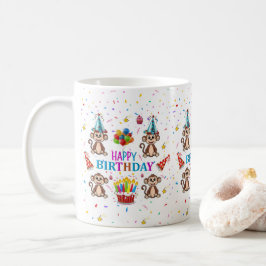 Monkey Cupcake Happy Birthday Mug  Koffiemok