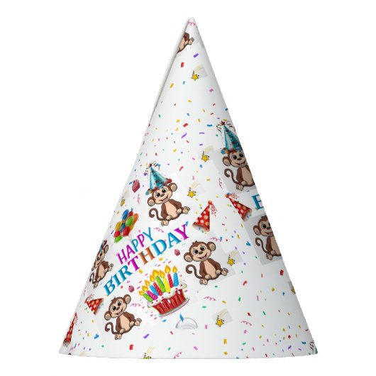 Monkey Cupcakes Happy Birthday Paper Feesthoedjes (Links)