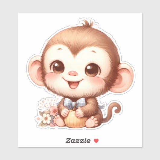 Monkey Custom Cut Scrapbooking Sticker (Vel)